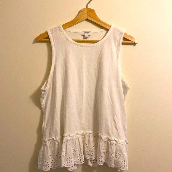J. Crew Women’s White Tank with Ruffle Bottom - Picture 1 of 4